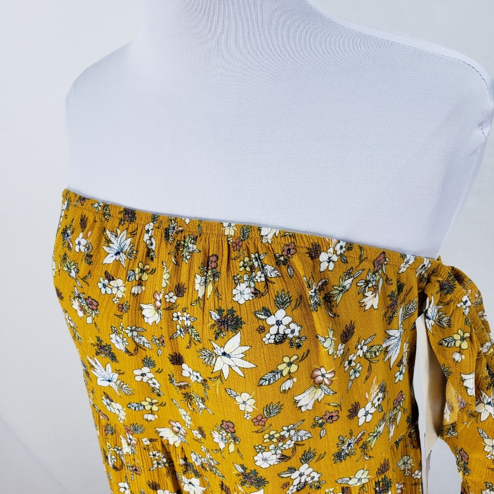 Mossimo Dress or Long Blouse Top Gold Flor… - Picture 11 of 14